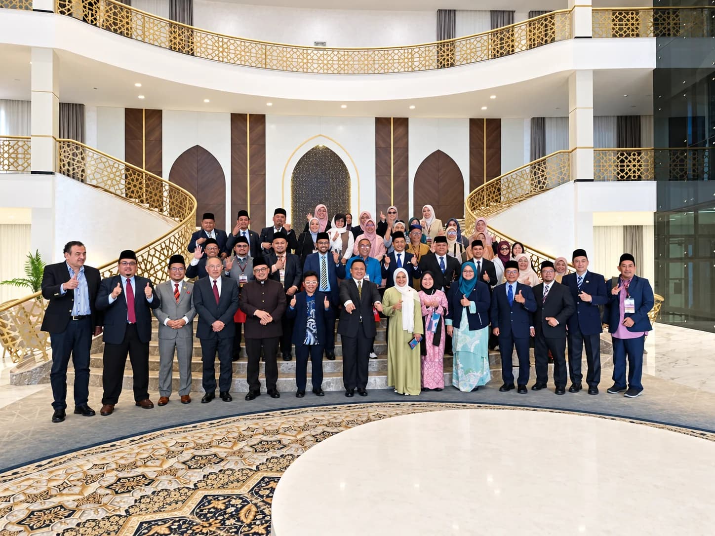The Perlis delegation and conference guests gathered in the lobby at HADITH Hotel.